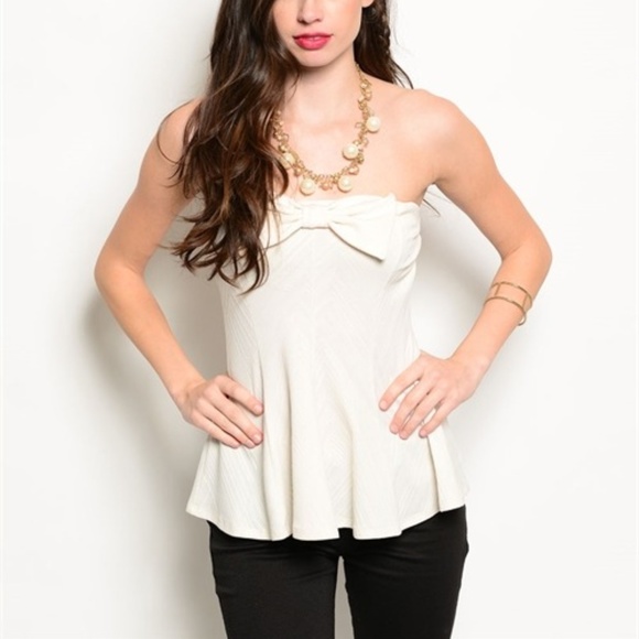 Lila Tops - NWOT Lila Off-White Peplum Tube Top Blouse